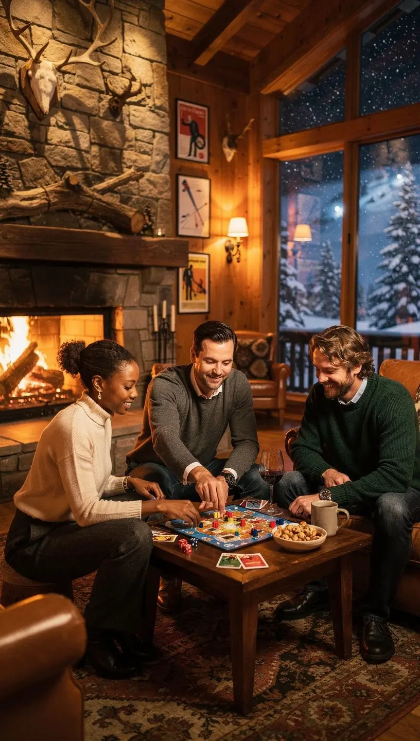 Роскошный горный дом с камином и уютной атмосферой для отдыха после катания.